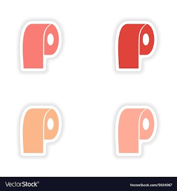 Assembly realistic sticker design on paper toilet vector image