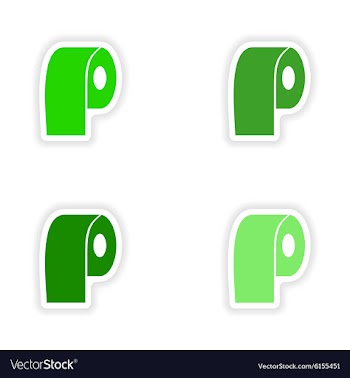 Assembly realistic sticker design on paper toilet vector image