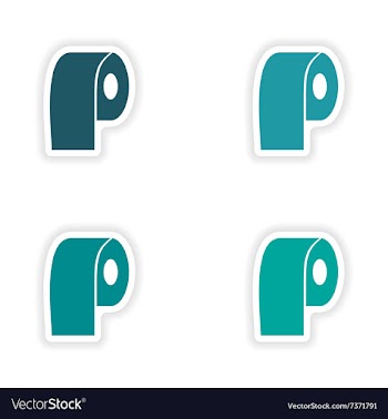 Assembly realistic sticker design on paper toilet vector image
