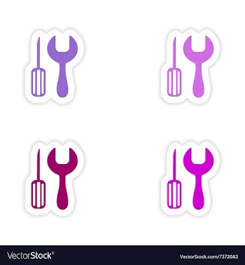Assembly realistic sticker design on paper toolbox vector image