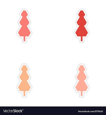 Assembly realistic sticker design on paper tree vector image