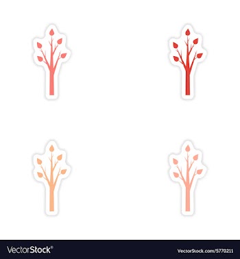 Assembly realistic sticker design on paper tree vector image