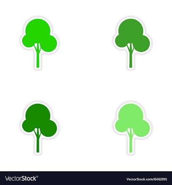 Assembly realistic sticker design on paper tree vector image