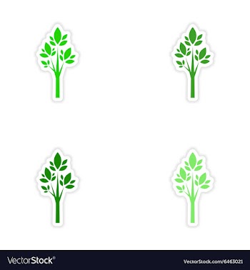 Assembly realistic sticker design on paper tree vector image