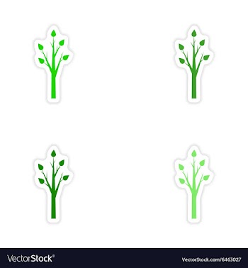 Assembly realistic sticker design on paper tree vector image