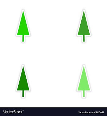 Assembly realistic sticker design on paper tree vector image