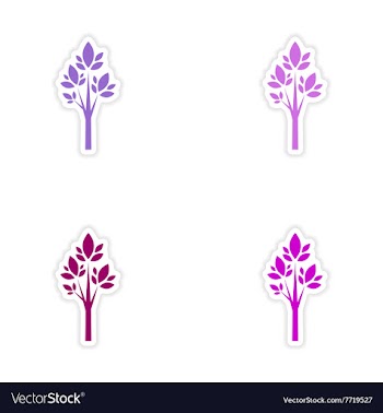 Assembly realistic sticker design on paper tree vector image