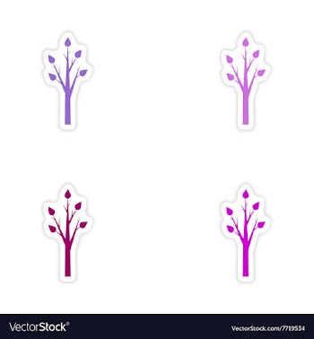 Assembly realistic sticker design on paper tree vector image