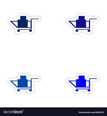 Assembly realistic sticker design on paper trolley vector image