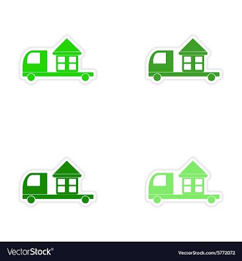 Assembly realistic sticker design on paper truck vector image
