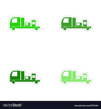 Assembly realistic sticker design on paper Truck vector image