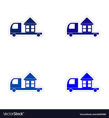 Assembly realistic sticker design on paper truck vector image