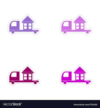 Assembly realistic sticker design on paper truck vector image