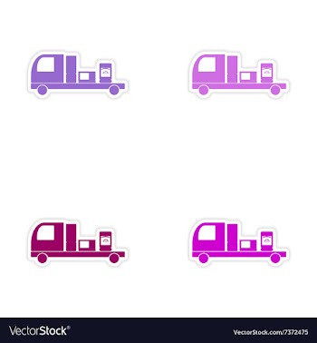 Assembly realistic sticker design on paper Truck vector image