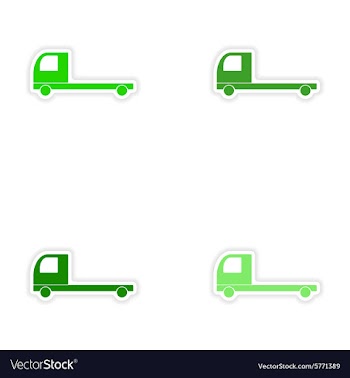Assembly realistic sticker design on paper trucks vector image