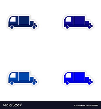 Assembly realistic sticker design on paper trucks vector image