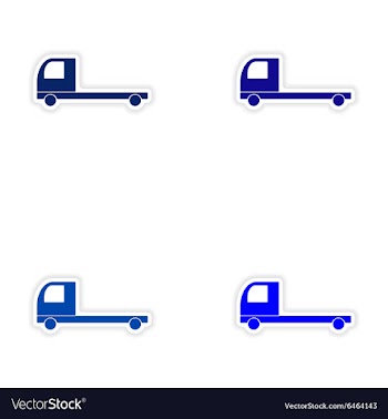 Assembly realistic sticker design on paper trucks vector image