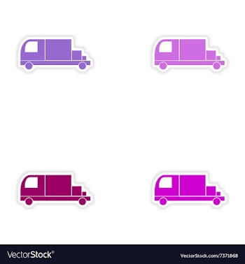 Assembly realistic sticker design on paper trucks vector image