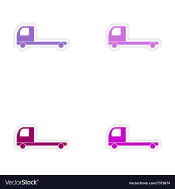 Assembly realistic sticker design on paper trucks vector image