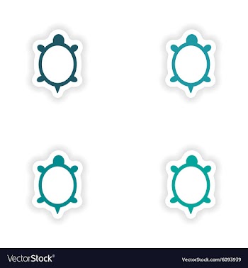 Assembly realistic sticker design on paper turtle vector image