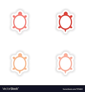 Assembly realistic sticker design on paper turtle vector image