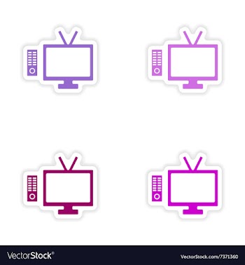 Assembly realistic sticker design on paper tv vector image