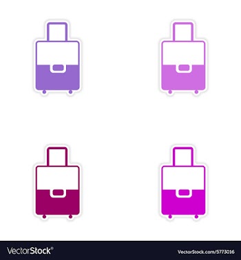 Assembly realistic sticker design on paper valise vector image