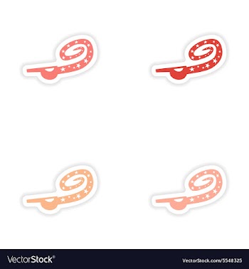 Assembly realistic sticker design on paper whistle vector image