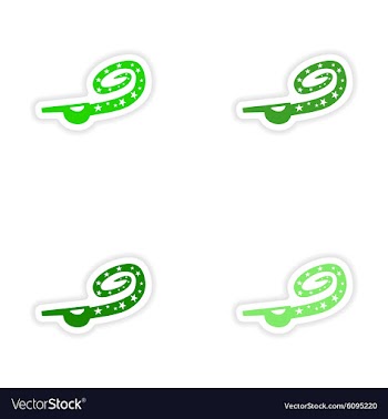 Assembly realistic sticker design on paper whistle vector image