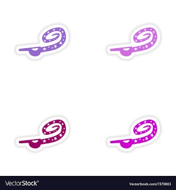 Assembly realistic sticker design on paper whistle vector image