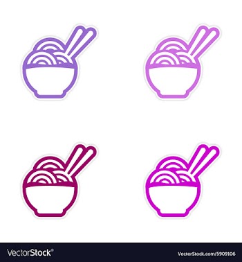 Assembly sticker Asian dish of noodles and vector image