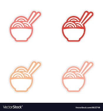 Assembly sticker Asian dish of noodles and vector image