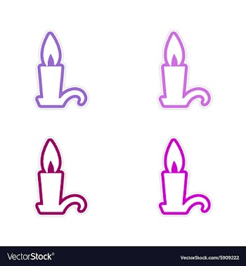 Assembly sticker bright burning candle on a white vector image