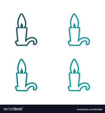 Assembly sticker bright burning candle on a white vector image