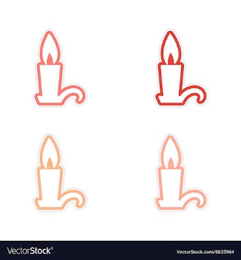 Assembly sticker bright burning candle on a white vector image