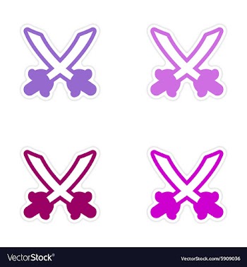 Assembly sticker Bright crossed swords on a white vector image