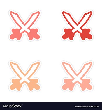 Assembly sticker Bright crossed swords on a white vector image