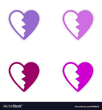 Assembly sticker bright heart broken into pieces vector image