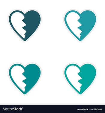 Assembly sticker bright heart broken into pieces vector image