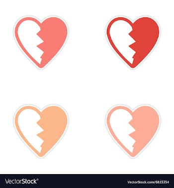 Assembly sticker bright heart broken into pieces vector image