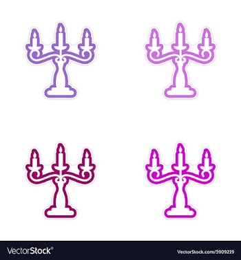 Assembly sticker candelabra and candles on a white vector image