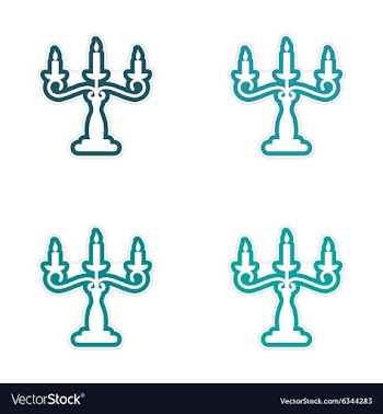 Assembly sticker candelabra and candles on a white vector image