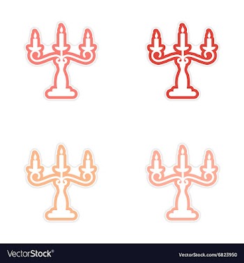 Assembly sticker candelabra and candles on a white vector image