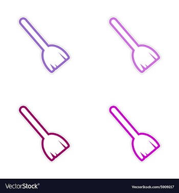 Assembly sticker colored brooms on a white vector image