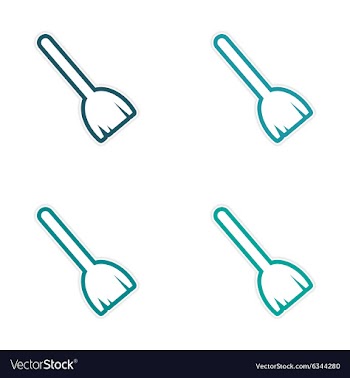Assembly sticker colored brooms on a white vector image