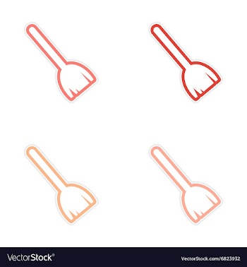 Assembly sticker colored brooms on a white vector image