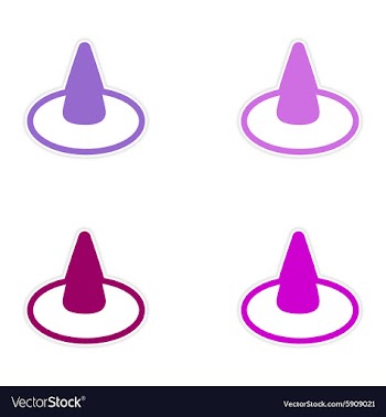 Assembly sticker colorful witch hat on a white vector image