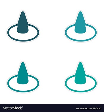 Assembly sticker colorful witch hat on a white vector image