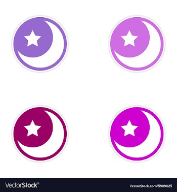 Assembly sticker logo moon and star on a white vector image