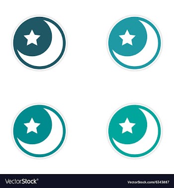Assembly sticker logo moon and star on a white vector image
